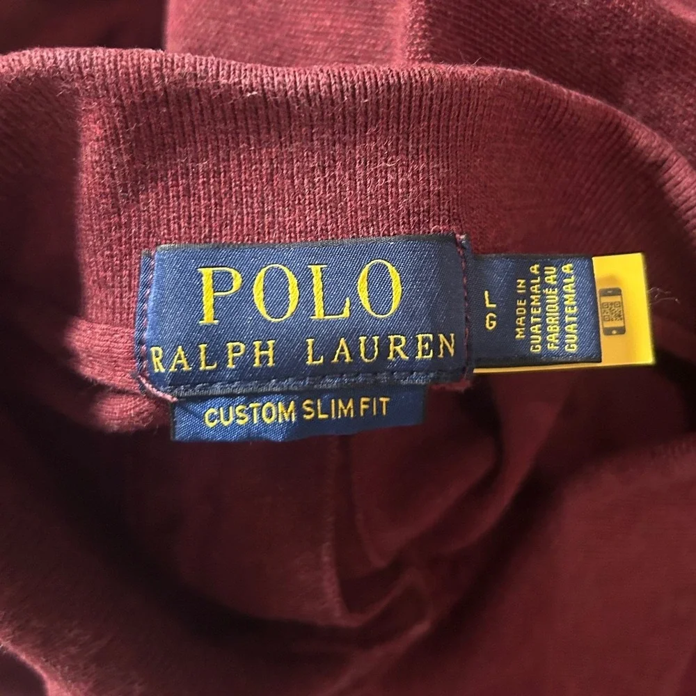 Polo Ralph Lauren Shirt Large Burgundy Custom Slim Fit Pique Preppy Classic X